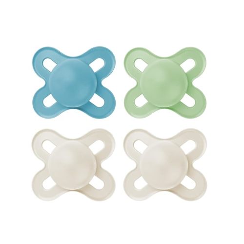 MAM Original Start Matte Newborn Baby Pacifier, Best Pacifier for Breastfed Babies, Boy, 0-3 Months (Pack of 4) - Sky / Pale Mint / Cotton - 4 Pack