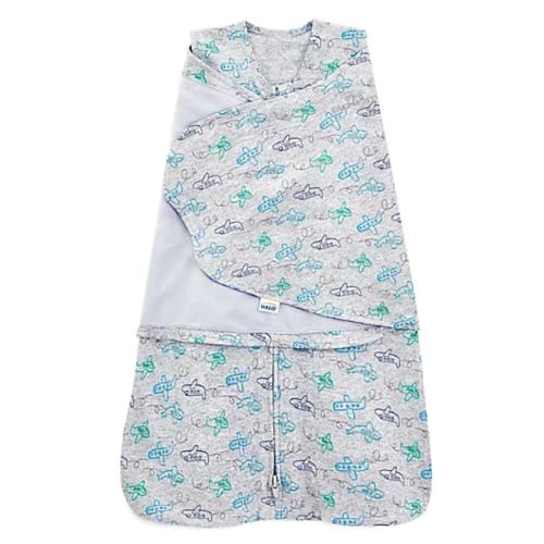 HALO 100% Cotton Sleepsack Swaddle, 3-Way Adjustable Wearable Blanket, TOG 1.5, Planes, Newborn, 0-3 Months