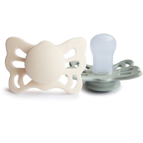 Frigg Butterfly Anatomical Silicone Pacifier 2-pack (0-6 Months) Cream/sage 0-6 Months