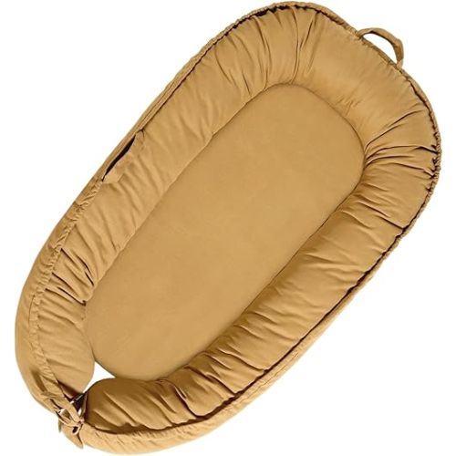 Baby Lounger - Baby Lounger for Newborn 0-24 Months, Soft Breathable Cotton Infant Lounger Cover, Portable Baby Nest for Travel, Newborn Essentials