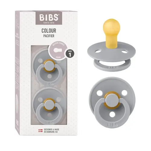 BIBS Pacifiers Colour Collection | Natural Rubber Baby Pacifier | Set of 2 BPA-Free Soothers | Made in Denmark | 0+ Months (Pack of 2) | Cloud