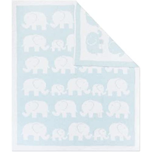 Living Textiles Chenille Baby Blanket - Blue Elephant Ultra Soft, Thick, and Versatile | Warm Blanket for Newborns, Throw Blanket for Crib, Stroller Cover | Perfect Baby Gift 40 x 30 inches