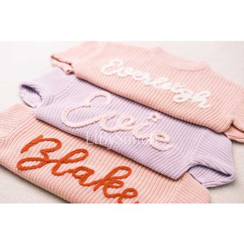 Personalized Baby Sweater with Hand-Embroidered Name & Monogram - A Special Aunt's Gift for Baby Girl-Christmas gift