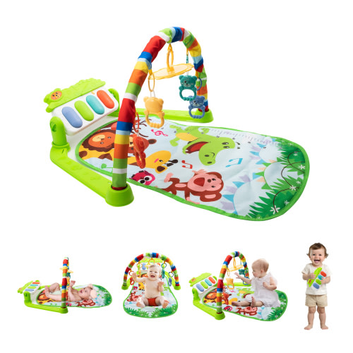 Baby Gym Play Mat, Play Piano Gym with Tummy Time Activity Mat, Musical Activity Center for Infants Toddlers