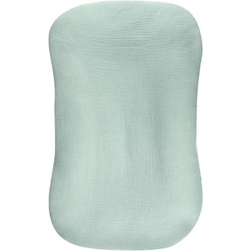 Hooyax Muslin Baby Lounger Cover Soft Organic Cotton Slipcover Fits Newborn Lounger for Baby Boys and Girls (Blue-Green)