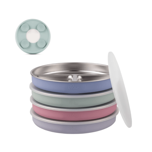 Stainless Steel Bowl with Silicone Suction Sleeve + Lids