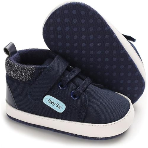 Meckior Toddler Baby Boys Girls High Tops Ankle Sneakers Soft Anti-Slip Sole PU Leather Moccasins Infant Newborn Prewalker First Walking Crib Shoes
