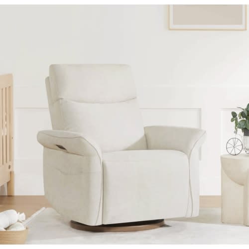Vinca Power Swivel Nursery Glider Recliner with Power Lumbar & Headrest