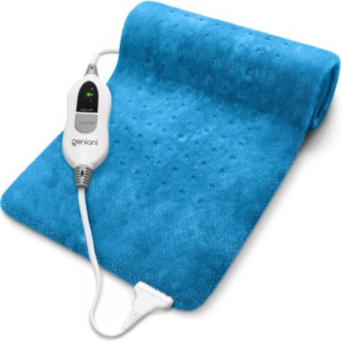 Geniani XL Heating Pad for Back Pain & Cramps Relief - Heat Pad for Neck, Shoulders, and Muscle Pain with Auto Shut off (12"×24", Aqua Blue)
