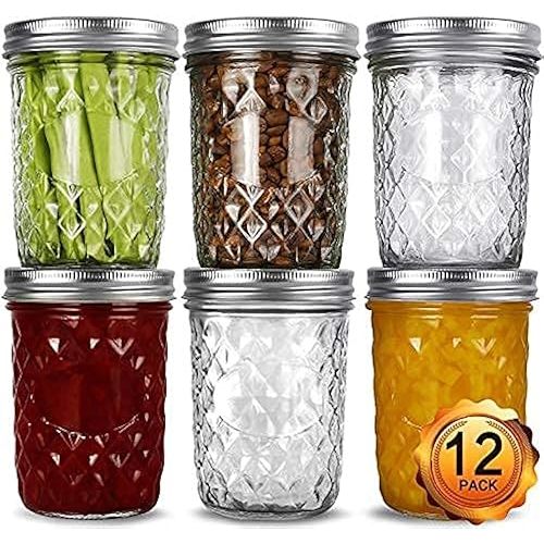 VERONES Wide Mouth Mason Jars 16oz, 12 Pack 16 oz Wide Mouth Mason Jars with Lids and Bands, Ideal for Jam, Honey, Wedding Favors, Shower Favors