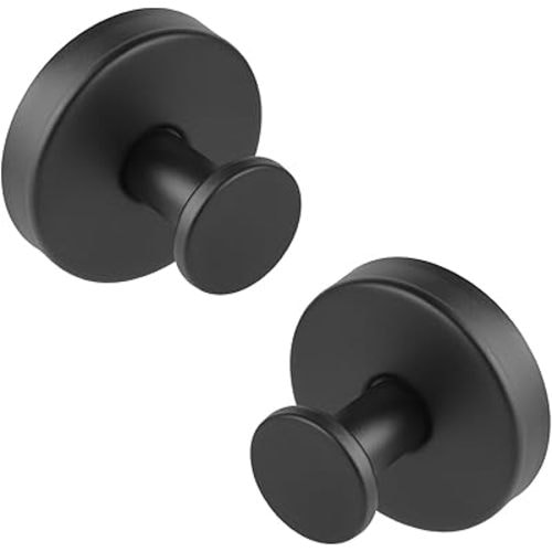Suction Hooks Heavy Duty,Hanging Up to 15LB Suction Cup Hooks for Shower 2 Pcs No Drill Towel Hooks for Bathroom Reusable and Removable for Mirror Glass Door Kitchen Bathroom (Black, 2 Pack)
