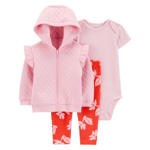 Carter's Child of Mine Baby Girl Cardigan Outfit Set, 3-Piece, Sizes 0/3-24 Months