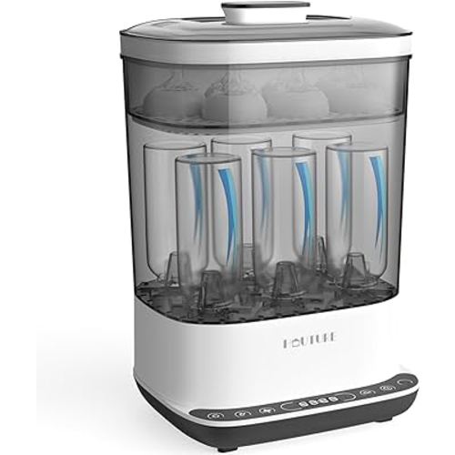 Baby Bottle Sterilizer, 6-in-1 HAUTURE Bottle Sterilizer and Dryer, Electric Steam Bottle Sanitizer for Baby Stuffs, Baby Bottles & Breast Pump Accessories,Black