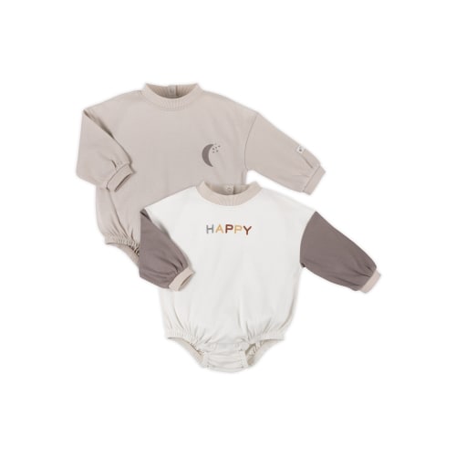 Little Star Organic Baby Unisex 2Pk Sweatshirt Rompers, Size Newborn-12 Months