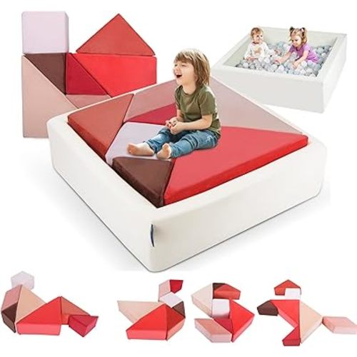 Kids Play Sofa, Tangram Square Puzzles Couch Furniture, Modular Kids Play Couchs Furniture, Puzzle Solving Couch Building Fort for Playroom Bedroom Boys Girls Teens, Glow