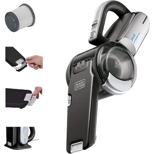 BLACK+DECKER dust buster PIVOT VAC Handheld Vacuum Cordless, Car Vacuum Portable Rechargeable, Extendible Crevice Tool and 200 Degree Pivoting Nozzle, Strong Suction, Lightweight (BDH2000PL)