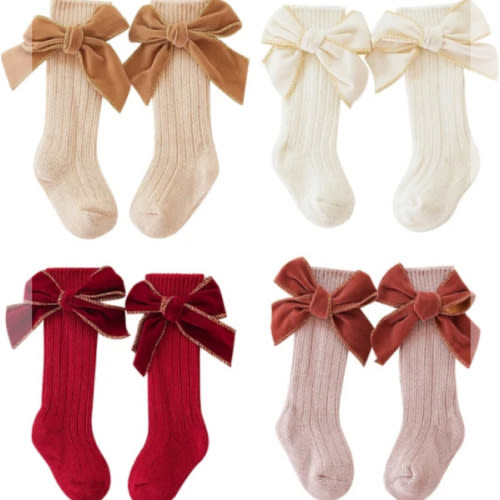 MARY Velvet Bow Socks - Hazel & Bo