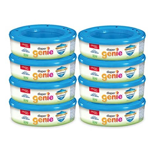 Diaper Genie Refill Bags Fresh Scent, 270 Count (8-Pack)| Estimated 1-Year Supply | Each Refill Ring Holds Up to 270 Newborn Diapers | Compatible with All Diaper Genie Pails