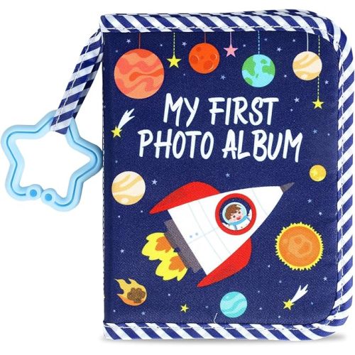 Baby's My First Family Album Soft Photo Cloth Book Outer Space My First Book of Photos Baby Memory Album Gift Holds 4x6 Pictures for Babies Newborn Toddler & Kids Baby Shower