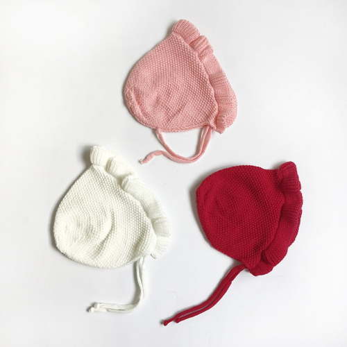 3 Pack Toddler Girl Lovely Flounce Knit Hats Baby Bonnets Newborn Baby Hats Ultra Soft Adjustable Hats for 0-12 Months