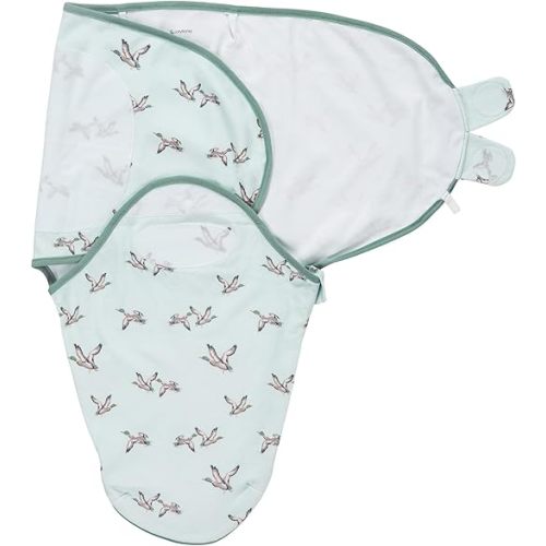 LollyBanks Baby Swaddles, 100% Organic Cotton Swaddle for Newborns Boys and Girls, 0-3 Months Swaddle Sacks with Easy Change Zipper, Newborn Swaddle Baby Registry (Mallard Duck Print)