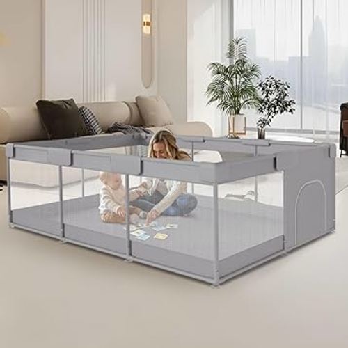 Baby Playpen 74"x50" Play Pens for Babies and Toddlers Baby Fence Baby Play Yards for Indoor & Outdoor with Breathable Mesh Anti-Fall Playpen