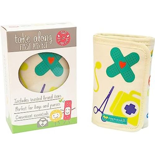 PreparaKit Small Compact First Aid Kit for Kids - Perfect for Travel, Home, Car - Fits Easily in Diaper Bag or Purse - Portable and Lightweight - Essential Medical Supplies for Accidents (Kid Joy)