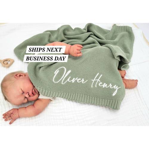 Baby Blanket, Baby gift, Newborn gift, Personalized Name, Stroller Blanket, Newborn Baby Gift, Soft Breathable Cotton Knit, baby shower Gift