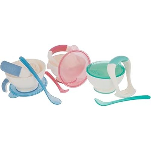 Nuby Garden Fresh Mash N' Feed Bowl with Spoon and Food Masher, Colors May Vary