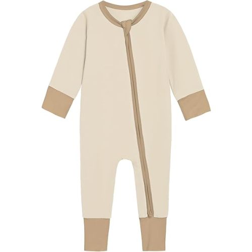 Baby Zippered Rompers Newborn Pajamas Sleepers Long Sleeve Jumpsuits Infant Zipper Romper-Viscose from Bamboo