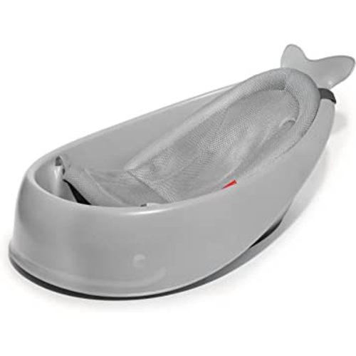 Skip Hop Baby Bath Tub, 3-Stage Smart Sling Tub, Moby, Grey