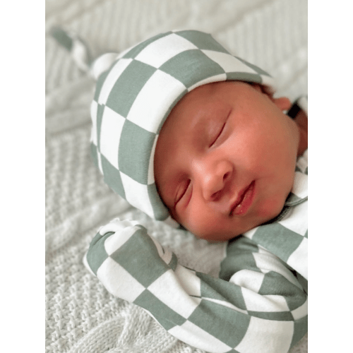 Matcha Milkshake Checkerboard / Organic Beanie