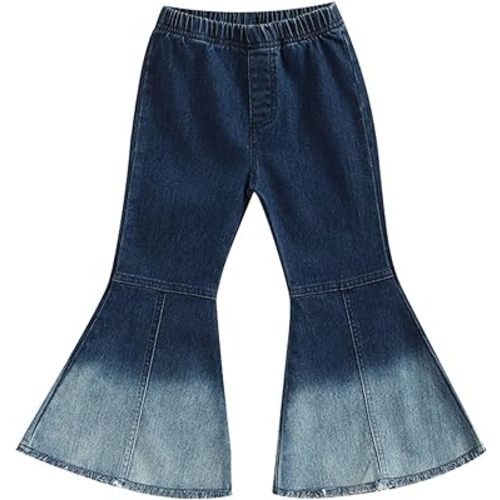 TAOHONG Toddler Baby Girl Flared Jeans Ripped Trousers Bell-Bottom Denim Pants Spring Fall Clothes