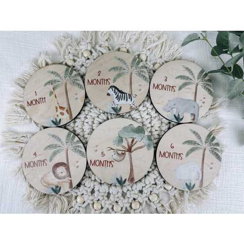 Safari Milestone Marker, Baby Shower Gift, Milestone Card, Monthly Milestone, Safari Nursery, Baby Milestone, Baby Sign, Birth Announcement