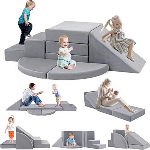 5pcs Foam Climbing Blocks for Toddlers 1-3, Safety First Baby Climbing Blocks Indoor,Soft Play Toys for Infant, Ideal Crawling and Exploration Play Set for Baby Gym/Toddler Playground