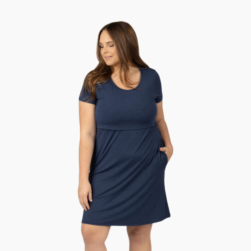Kindred Bravely Eleanora Ultra Soft Bamboo Maternity And Nursing Lounge Dress - Navy Heather, X-Large