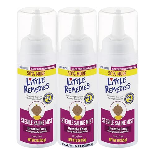 Little Remedies Sterile Baby Saline Nasal Mist, Safe for Newborns to Relieve Stuffy and Dry Noses, 3 Fl Oz, Pack of 3