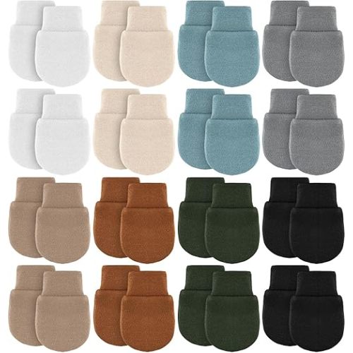 Cuffbow 16 Pairs Baby Mittens for Newborn Baby Boys Girls Infant Toddler Mittens No Scratch Gloves for Babies 0-6 Months