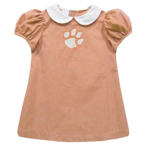 Clemson Tigers Vive La Fete Girls Infant Gingham Puffy A-Line Dress - Orange