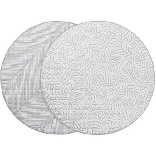 Toddlekind Organic Cotton Reversible Play Mat – 48" Handmade Blanket for Floor Activities, Tummy Time, Nursery Decor, and Family Comfort 0m+ Stone (Gray)