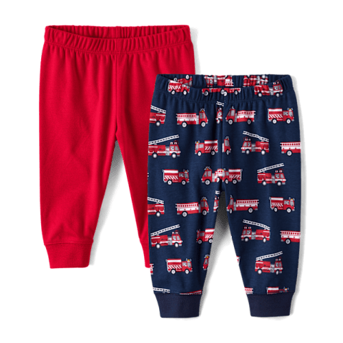 Baby Boys Fire Truck Pants 2-Pack - Blue