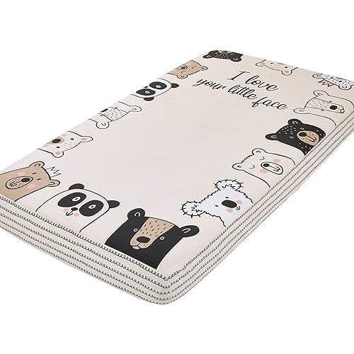 NoJo I Love Your Little Face Bears White 100% Cotton Photo Op Nursery Fitted Crib Sheet