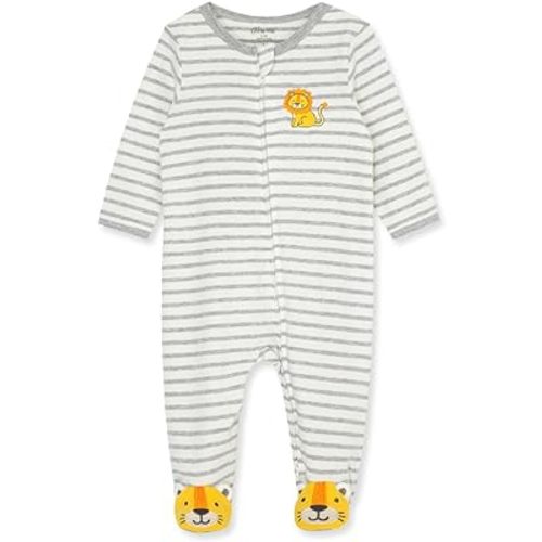 Little Me Clothes for Baby Boys' 100% Cotton Scratch-Free Tag Footie Sleeper, Preemie to 9 Months