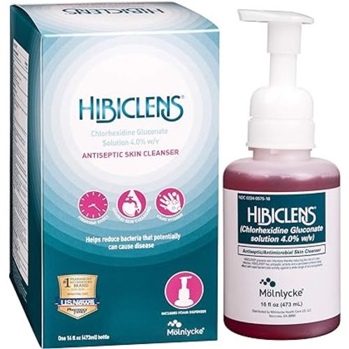 Hibiclens – Antimicrobial, Antiseptic Soap and Skin Cleanser – Foaming Pump Included – 16 oz – for Home and Hospital – 4% CHG : Health & Household