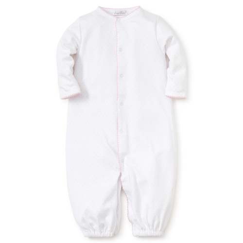 White/Pink New Kissy Dots Print Converter Gown | Preemie