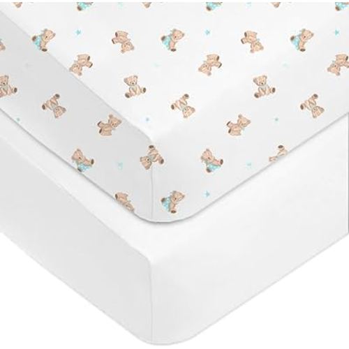 American Baby Company Fitted Crib Sheet 28" x 52" 100% Cotton Jersey Sheet Bear Neutral