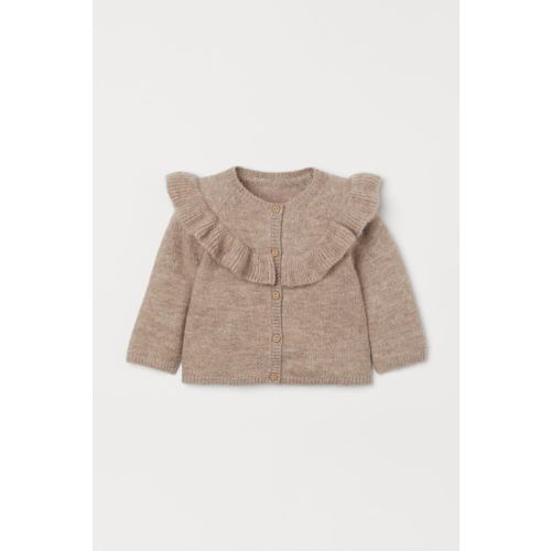Fine-knit Cardigan - Beige melange/flounce - Kids | H&M US