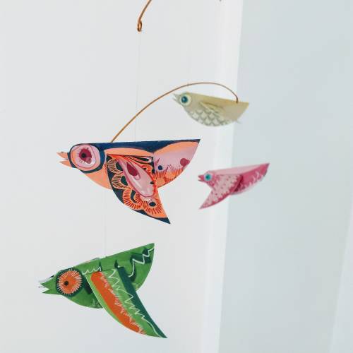 Colourful Paper Birds Mobile