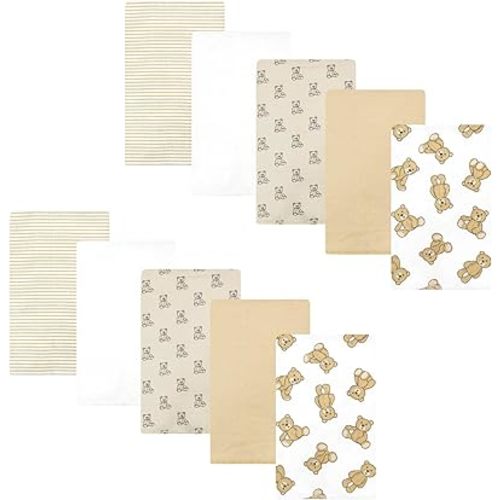 Hudson Baby Unisex Baby Cotton Flannel Burp Cloths, Teddy Bears 10 Pack, One Size