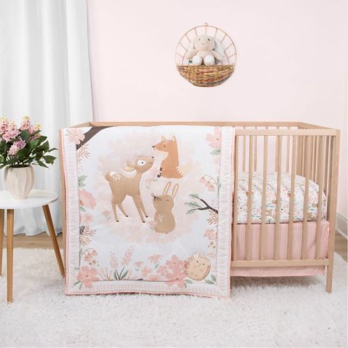 The Peanutshell Fairytale Forest Crib Bedding Set and Stuffie Plush Toy - 4 Piece Set